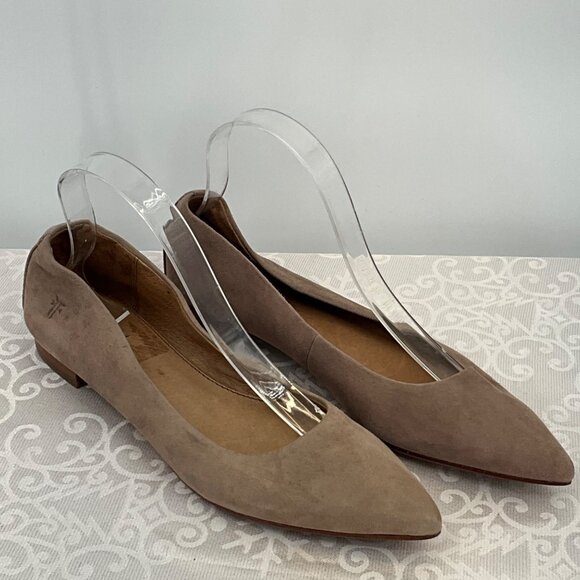 Frye Women's 3472073 Pointed Toe Leather Flats Taupe Size 7M - Picture 1 of 8